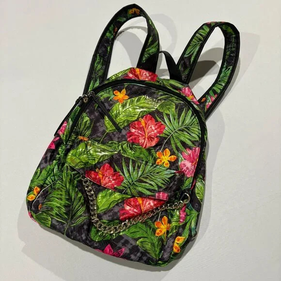 VICTORIAS SECRET FLORAL  Print Backpack with Chain Detail Victoria secret mini backpack | Mercari main image 2